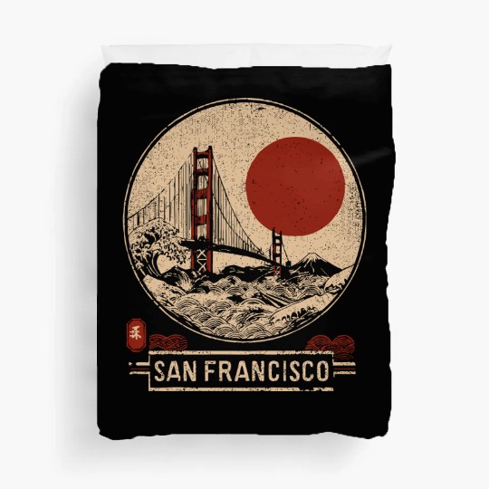 San Francisco - Woodblock Print Duvet Covers