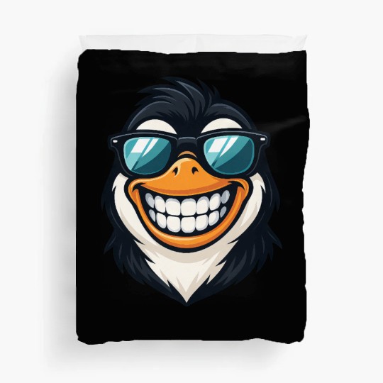 Cool penguin sunglasses summer grin fun Duvet Covers