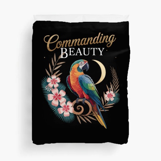 Commanding Beauty Parrot Among Tropical Blooms Duvet Covers