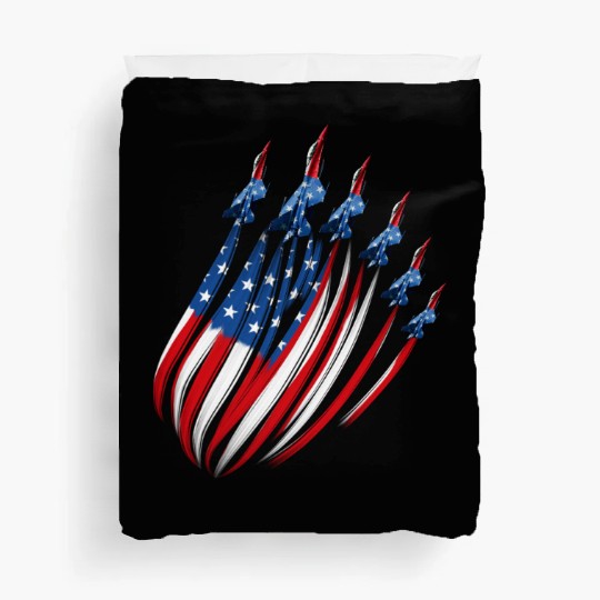 Patriotic USA Flag Fighter Jets Boys 4th of July Duvet Covers