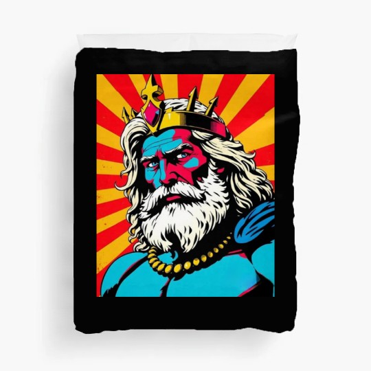 Bold Pop Art Zeus – Colorful Greek God Illustratio Duvet Covers