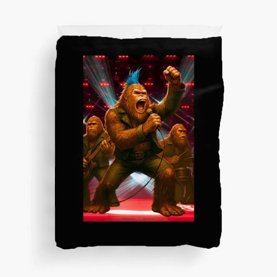 Bigfoot Punk Rock Band Rocking the House Duvet Covers
