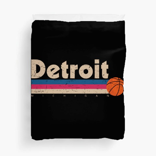 Detroit Basketball City Michigan Retro Duvet Covers