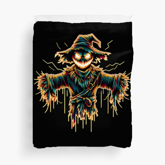 Neon Scarecrow – Haunted Harvest Glow Duvet Covers