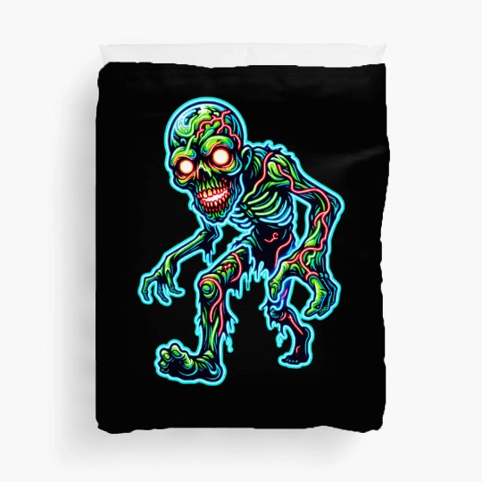 Glowing Zombie Crawler – Toxic Neon Horror Duvet Covers