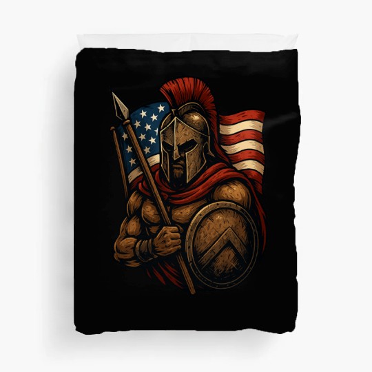 Spartan Warrior American Flag Duvet Covers Design