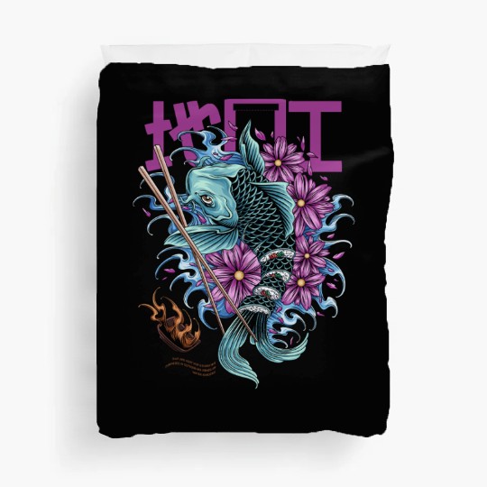 Tattoo Koi Fish & Sakura Flowers – Japanes Art Duvet Covers