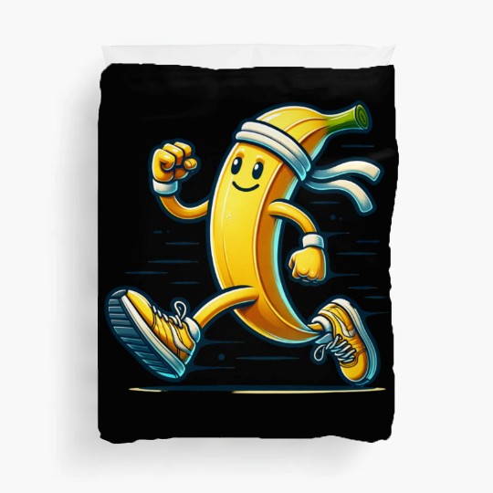 Running Banana – Energetic Fruit in Motion Duvet Covers