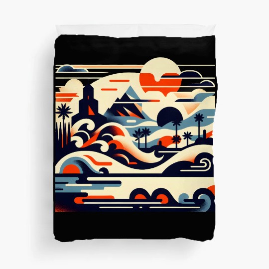 Tropical Waves & Mountains Art Duvet Covers