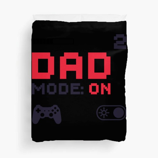 Dad Mode On Retro Gamer Dad Pixel Art Design Duvet Covers