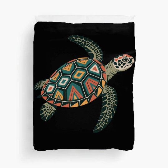 Sea Turtle Geometric Pattern Shell Duvet Covers