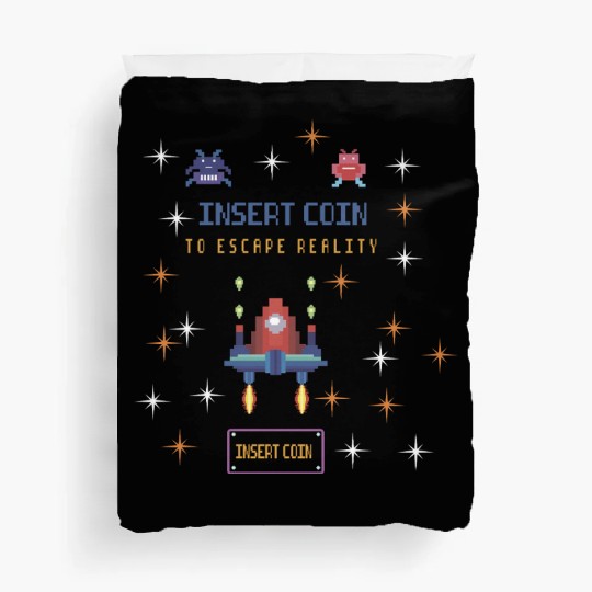 Retro Gamer Duvet Covers - Insert Coin to Escape Reality