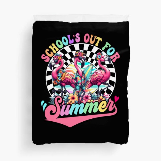 Schools Out For Summer Flamingo Teaches Students Duvet Covers