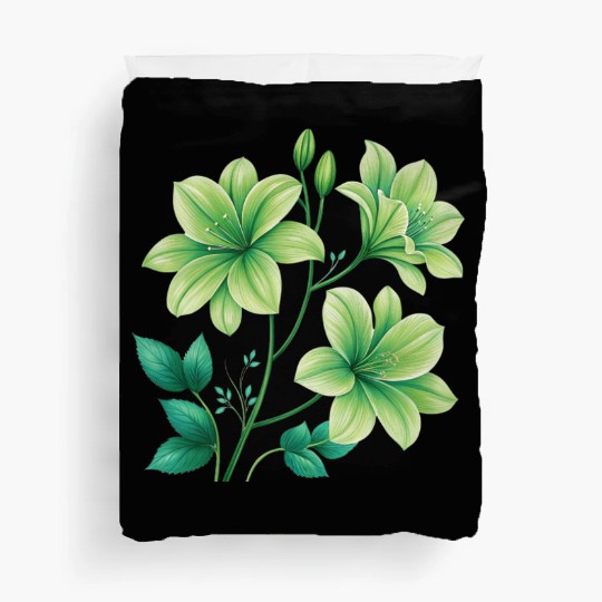 Green Lilies Floral Design Duvet Covers
