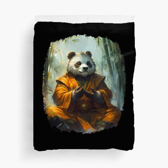 Meditating Panda In The Zen Bamboo Forest Duvet Covers