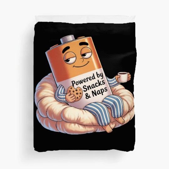 Powered by Snacks & Naps Duvet Covers