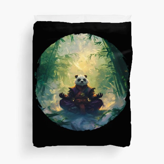 Panda Meditates In A Bright Bamboo Forest Duvet Covers