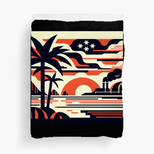 Twilight Palm & Factory Scene Duvet Covers