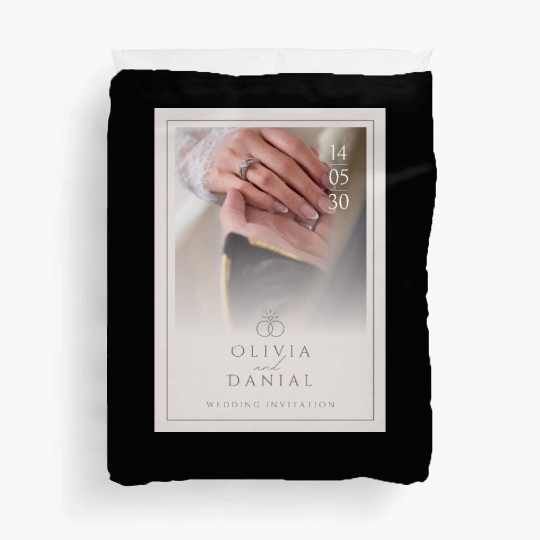 Light Pink Elegant and Minimal Wedding Invitati Duvet Covers