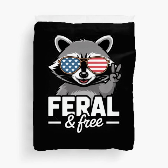 Feral And Free Patriotic Raccoon Duvet Covers