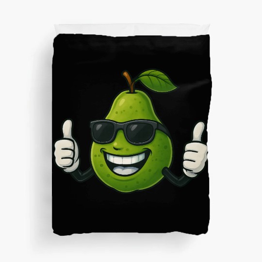 Cute cartoon pear guava fruit summer joy Duvet Covers