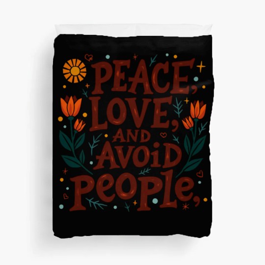 Retro Aesthetic Duvet Covers - Peace, Love, and Avoid