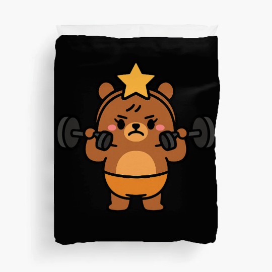 Built Different Bear Quirky Workout Character Duvet Covers