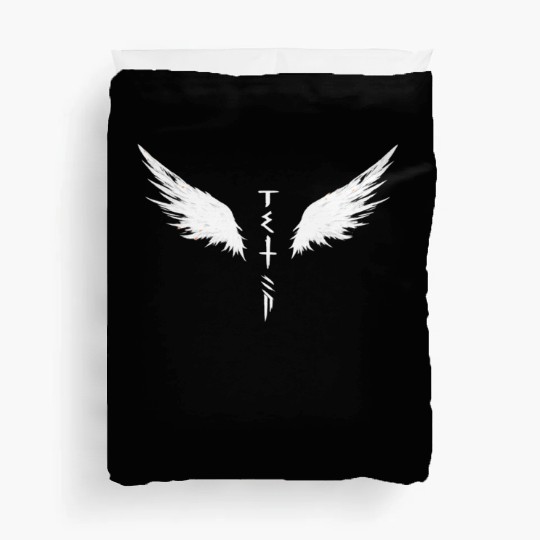 White Angel Wings Symbol with Futuristic Tribal Duvet Covers