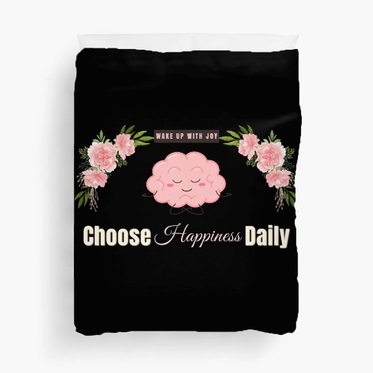 Choose Happiness Brain Design - Mental Wellness Duvet Covers