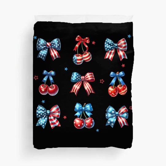America Cherry Bow 4th of July Duvet Covers