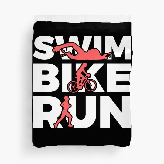 Swim Bike Run Repeat Duvet Covers