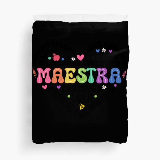 Teacher Maestra Spanish Teacher Heart Duvet Covers