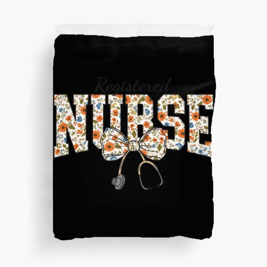 Registered Nurse Coquette Bow Floral Duvet Covers