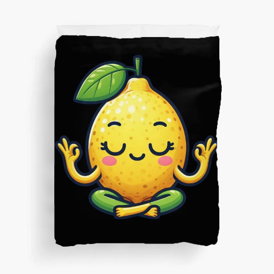 Funny lemon yoga meditation relaxation chill carto Duvet Covers