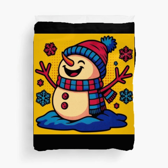 Smiling Pop Art Snowman Duvet Covers