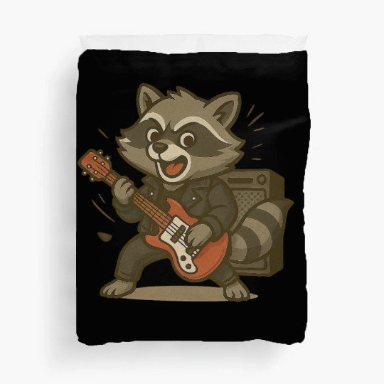 Electric Guitar Vibes – Rocking Raccoon Duvet Covers