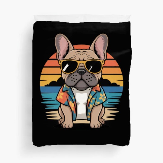 French Bulldog Summer Beach Vibe Duvet Covers