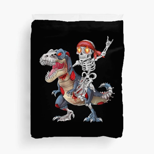 Rocker Skeleton Riding Zombie Dinosaur Halloween Duvet Covers