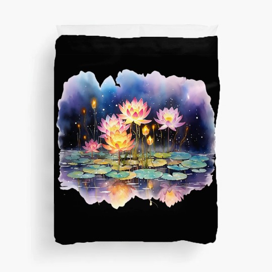 Retro Zen Lotus Firefly Night Duvet Covers