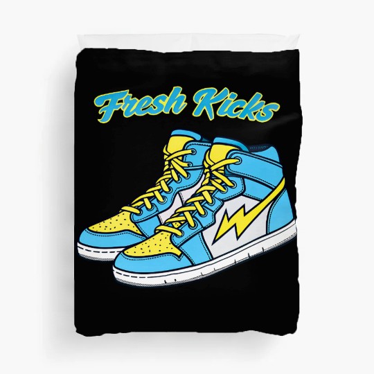 Fresh Kicks Lightning Bolt Sneakers Retro 80s Duvet Covers