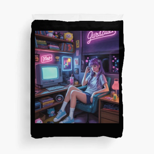 Y2K Gamer Girl Vibes – Retro Tech & Neon Room Aest Duvet Covers