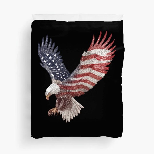 Bald Eagle with the American Flag Forming Wings Duvet Covers