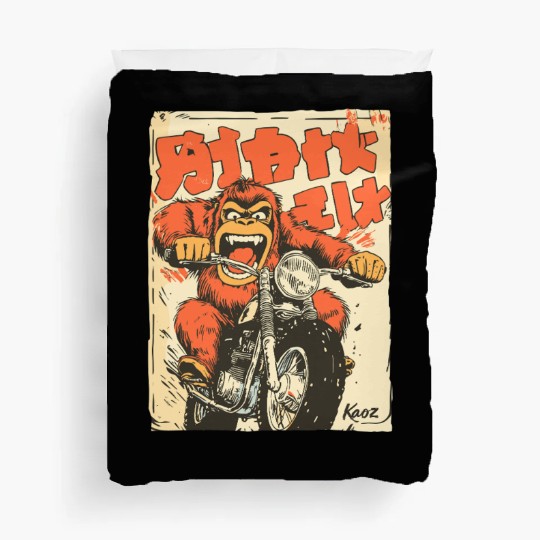 Monkey Mayhem – Vintage Ape on a Motorcycle Duvet Covers