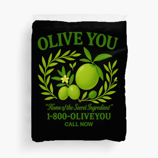 Olive You Cute Vintage Pun Graphic Duvet Covers