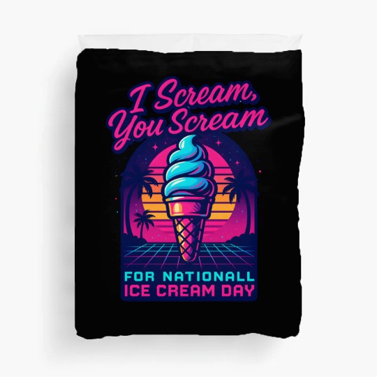 Scream, You Scream National Ice Cream Day Retro Duvet Covers