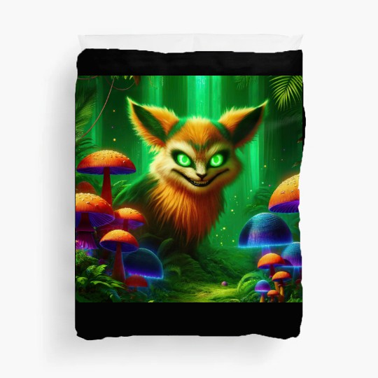 Demon Fox in Enchanted Forest – Fantasy Creature Duvet Covers