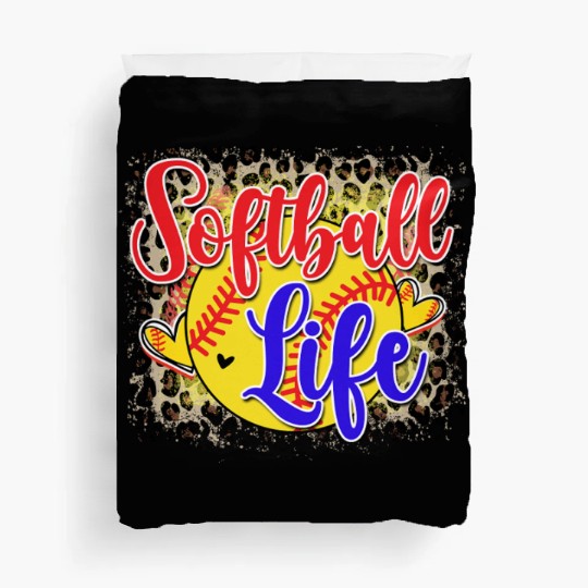 Softball Life Leopard Print Grunge Duvet Covers