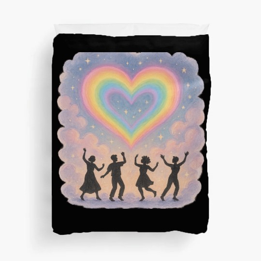 20250702 1417 Rainbow Heart Dance simple compos Duvet Covers
