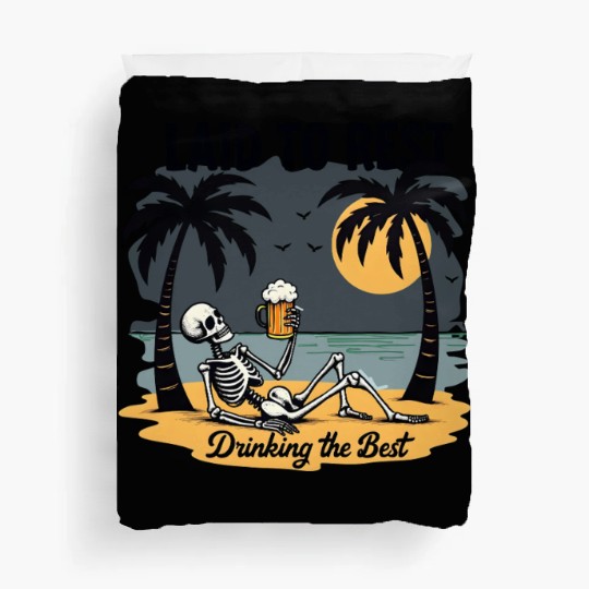 Skeleton Beach Vacation Beer Duvet Covers
