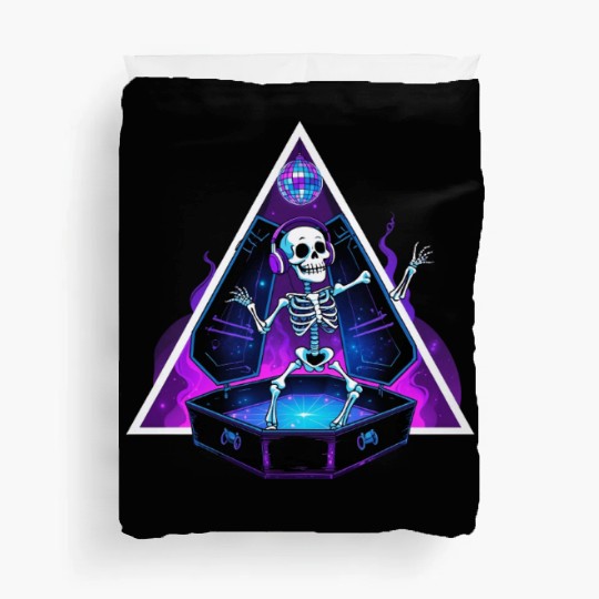 Neon Dancing Skeleton in Coffin Duvet Covers